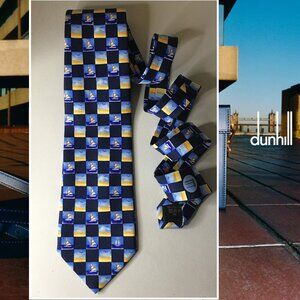 DUNHILL ⛵ Rare Seagulls & Sailboats Patterned Silk Necktie